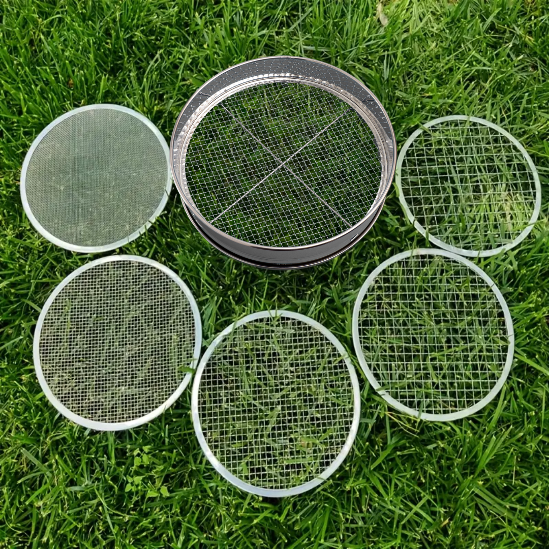Trendi 5Pcs Stainless Steel Soil Sieve Set – Garden Compost Sifter with 5 Mesh Inserts (3/5/8/10/12mm) – Sifting Pan for Soil, Sand, Weeds, Cat Litter