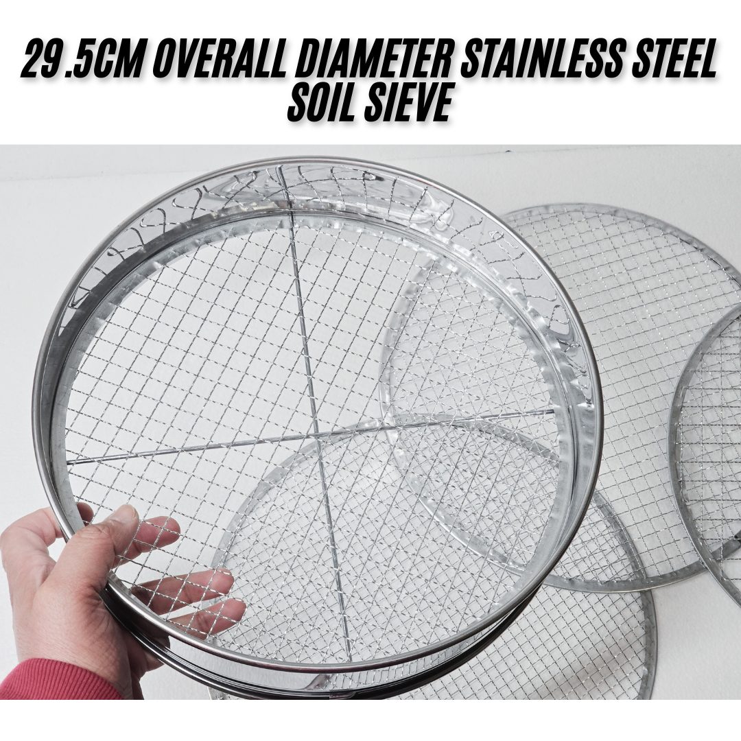 Trendi 5Pcs Stainless Steel Soil Sieve Set – Garden Compost Sifter with 5 Mesh Inserts (3/5/8/10/12mm) – Sifting Pan for Soil, Sand, Weeds, Cat Litter
