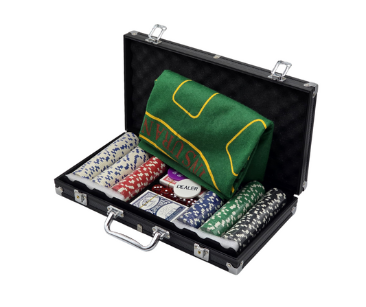 300 Piece Poker Chip Set with Aluminium Case – Casino Grade Chips, Blackjack Mat, Playing Cards & Dealer Buttons – Ultimate Poker Night Kit for Home Games, Gifts & Travel