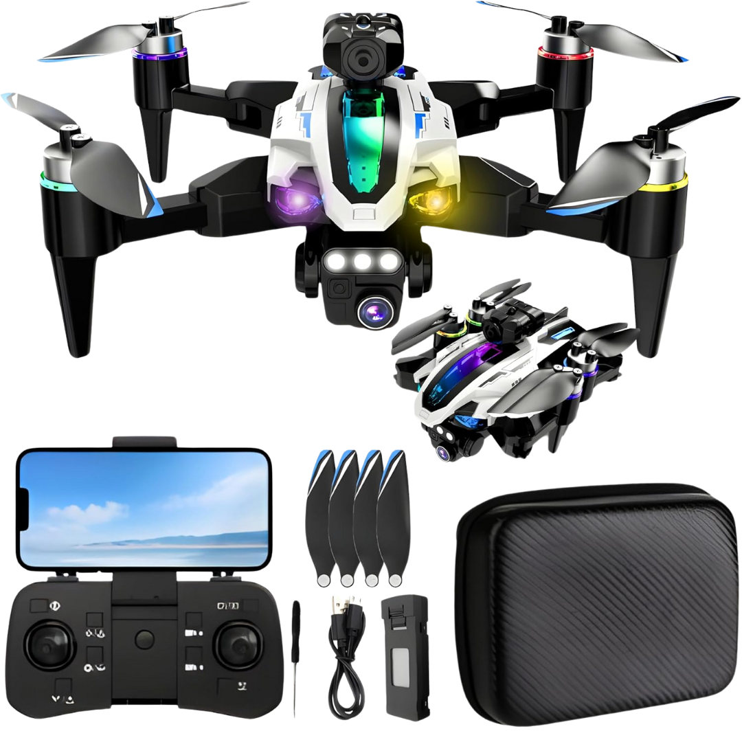 4K Camera Drone – Foldable Quadcopter with Dual HD Cameras, Obstacle Avoidance, Brushless Motor, Altitude Hold, 360° Flip, Headless Mode, Gesture Control & Carrying Case | 2 Batteries