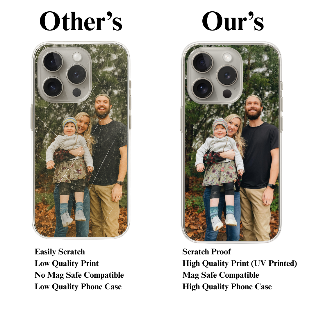Trendi Custom Personalized Picture/Photo Phone Case for iPhone 13, 14, 15, 16 (All Models) – UV Printed, MagSafe Compatible, Scratch-Resistant Clear