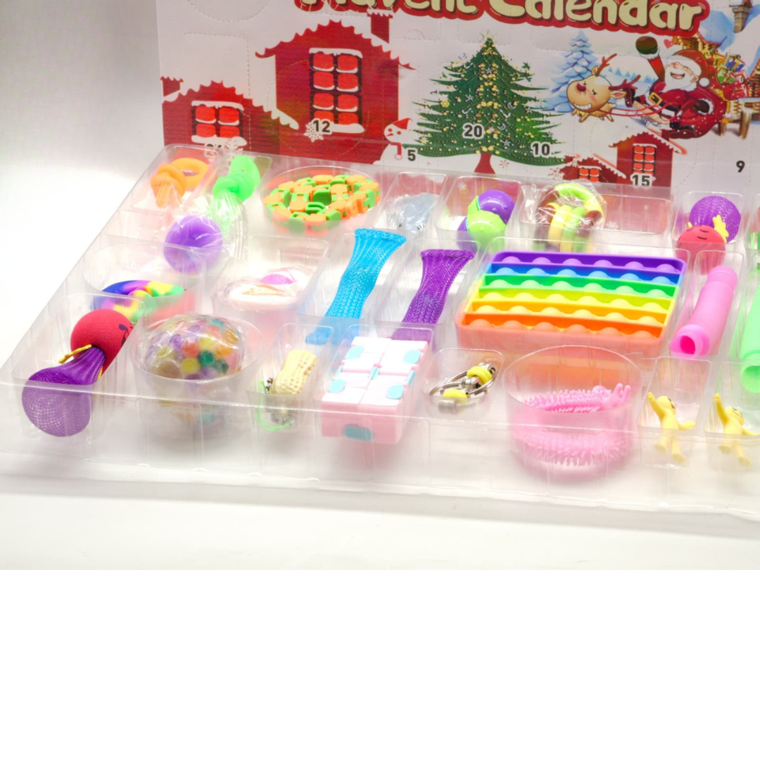Trendi Fidget Advent Calendar 2025 ā 24 Days Countdown with Sensory Toys for Kids & Adults | Stress Relief, Focus & Fun Pop-It, Squishies, Stretchy Tubes, Spinner & More
