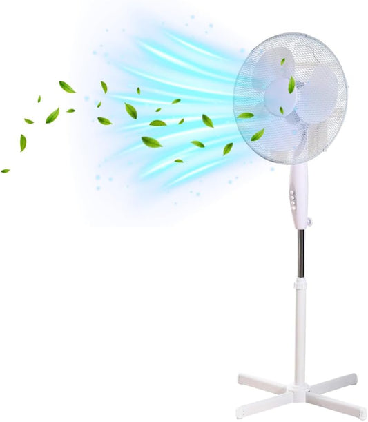 16” Pedestal Fan – Powerful 3-Speed Oscillating Standing Fan with Mesh Guard & Adjustable Height | Quiet Cooling Solution for Home & Office