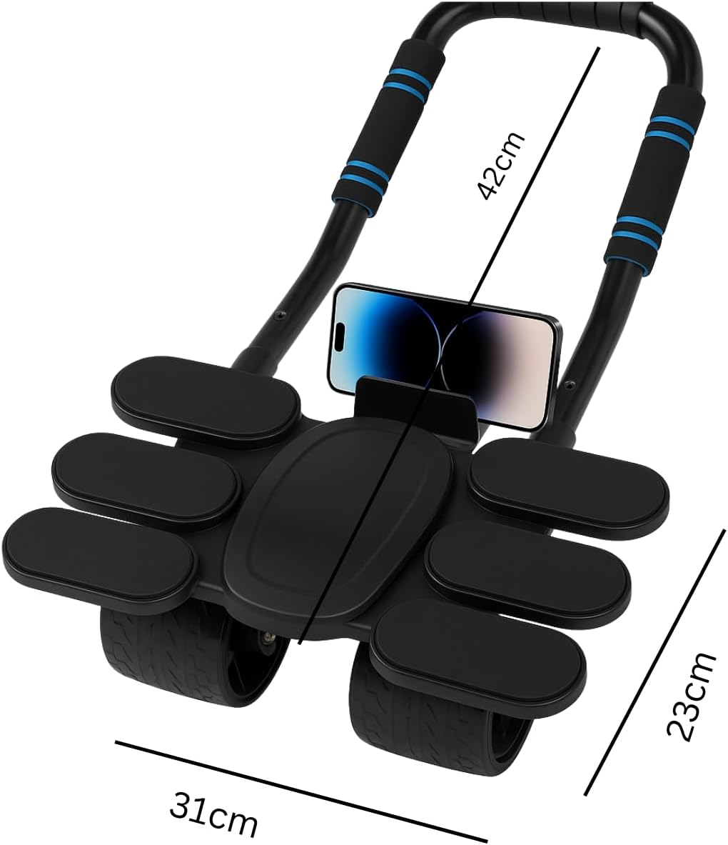 Trendi Abdominal Roller Wheel with Auto-Rebound & Elbow Support, Phone Holder & Knee Pad | Core & Abdominal Trainer for Home Gym | Fitness Equipment for Beginners & Athletes