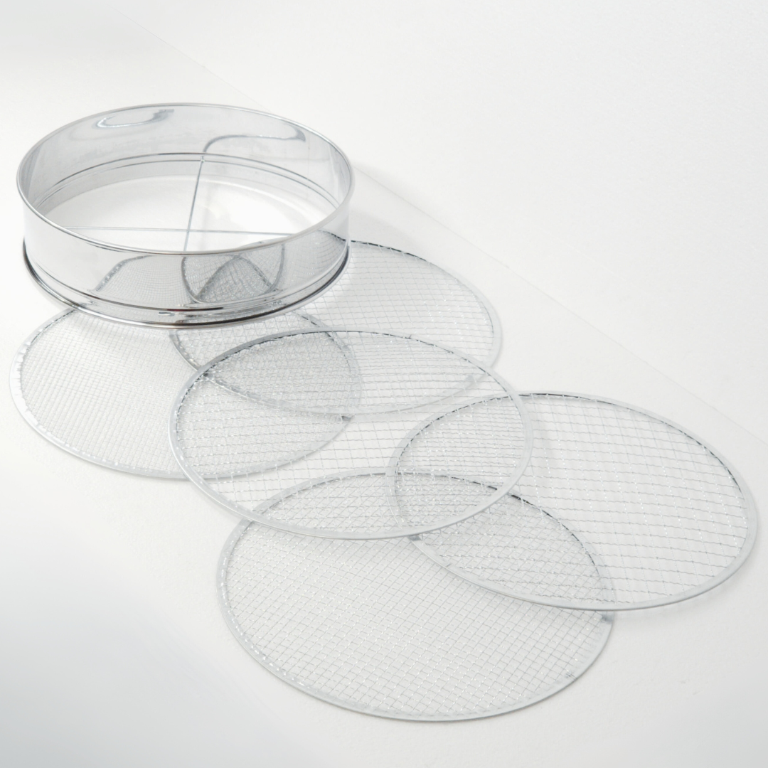 Trendi 5Pcs Stainless Steel Soil Sieve Set – Garden Compost Sifter with 5 Mesh Inserts (3/5/8/10/12mm) – Sifting Pan for Soil, Sand, Weeds, Cat Litter