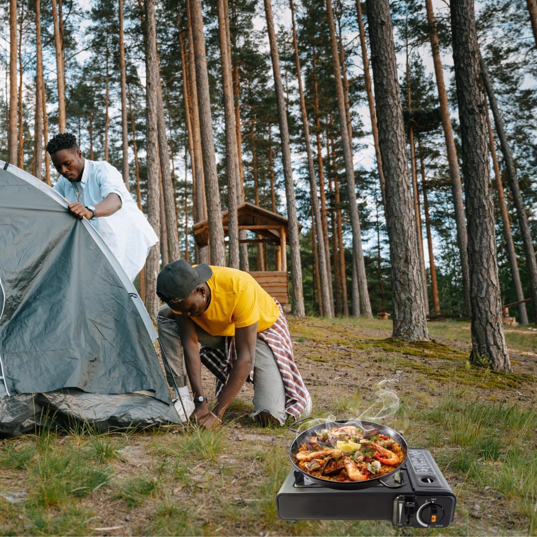 Portable Camping Stove – Complete Outdoor Cooking Set with Carry Case, EN417 Gas Compatibility, Auto Ignition & Adjustable Flame