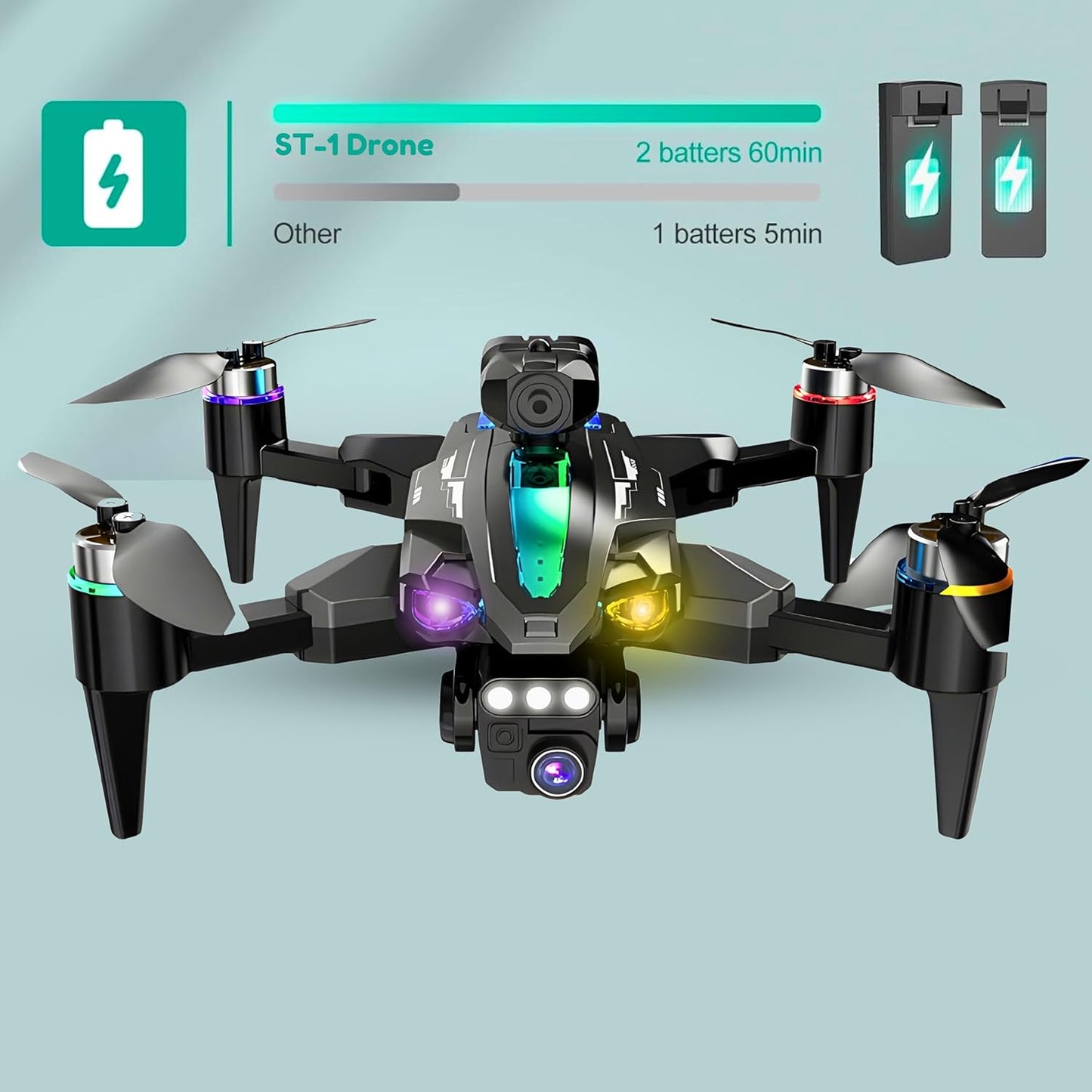 4K Camera Drone – Foldable Quadcopter with Dual HD Cameras, Obstacle Avoidance, Brushless Motor, Altitude Hold, 360° Flip, Headless Mode, Gesture Control & Carrying Case | 2 Batteries