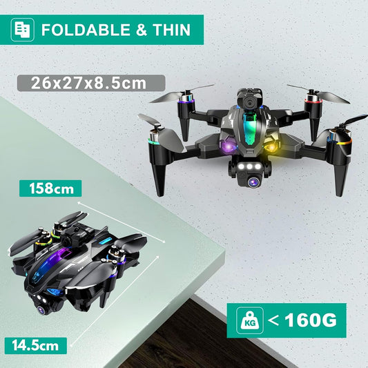 4K Camera Drone – Foldable Quadcopter with Dual HD Cameras, Obstacle Avoidance, Brushless Motor, Altitude Hold, 360° Flip, Headless Mode, Gesture Control & Carrying Case | 2 Batteries