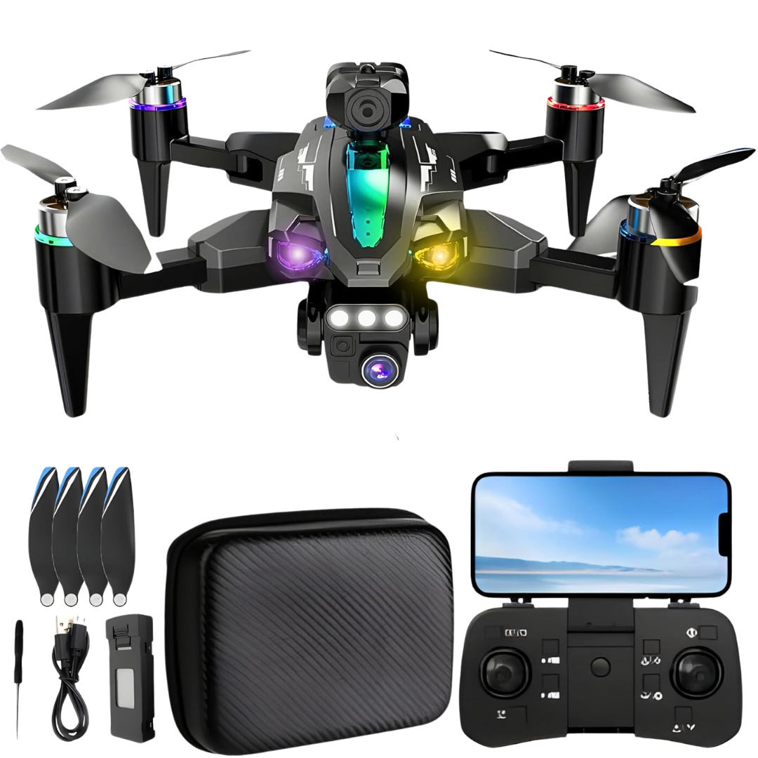4K Camera Drone – Foldable Quadcopter with Dual HD Cameras, Obstacle Avoidance, Brushless Motor, Altitude Hold, 360° Flip, Headless Mode, Gesture Control & Carrying Case | 2 Batteries