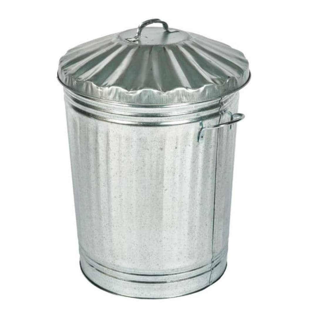 Trendi LARGE 90L Litres GALVANISED METAL BIN GARDEN RUBBISH DUSTBIN HOME STRONG WASTE BIN