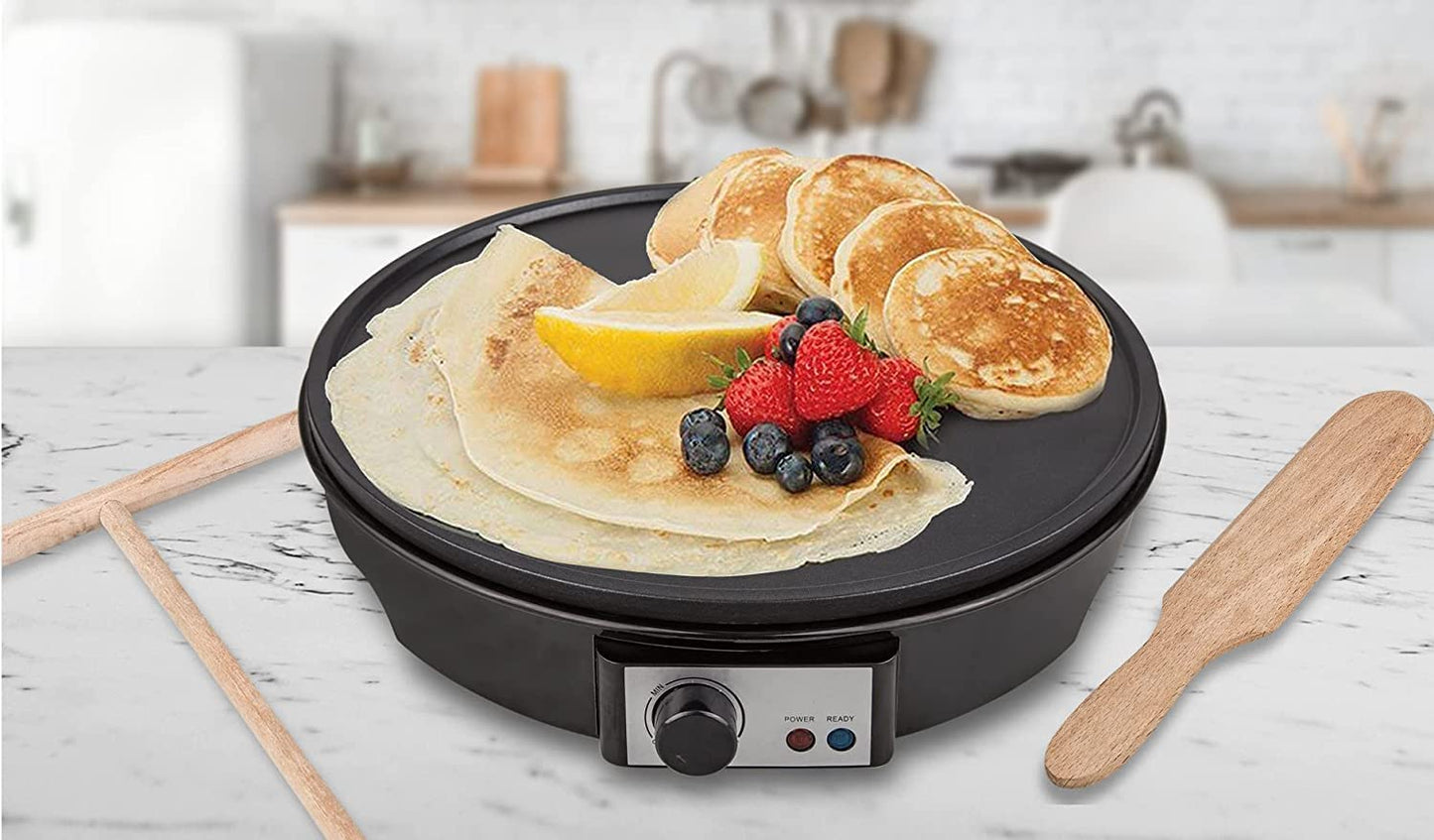 1000W Electric Pancake & Crepe Maker with 12" Non-Stick Hot Plate