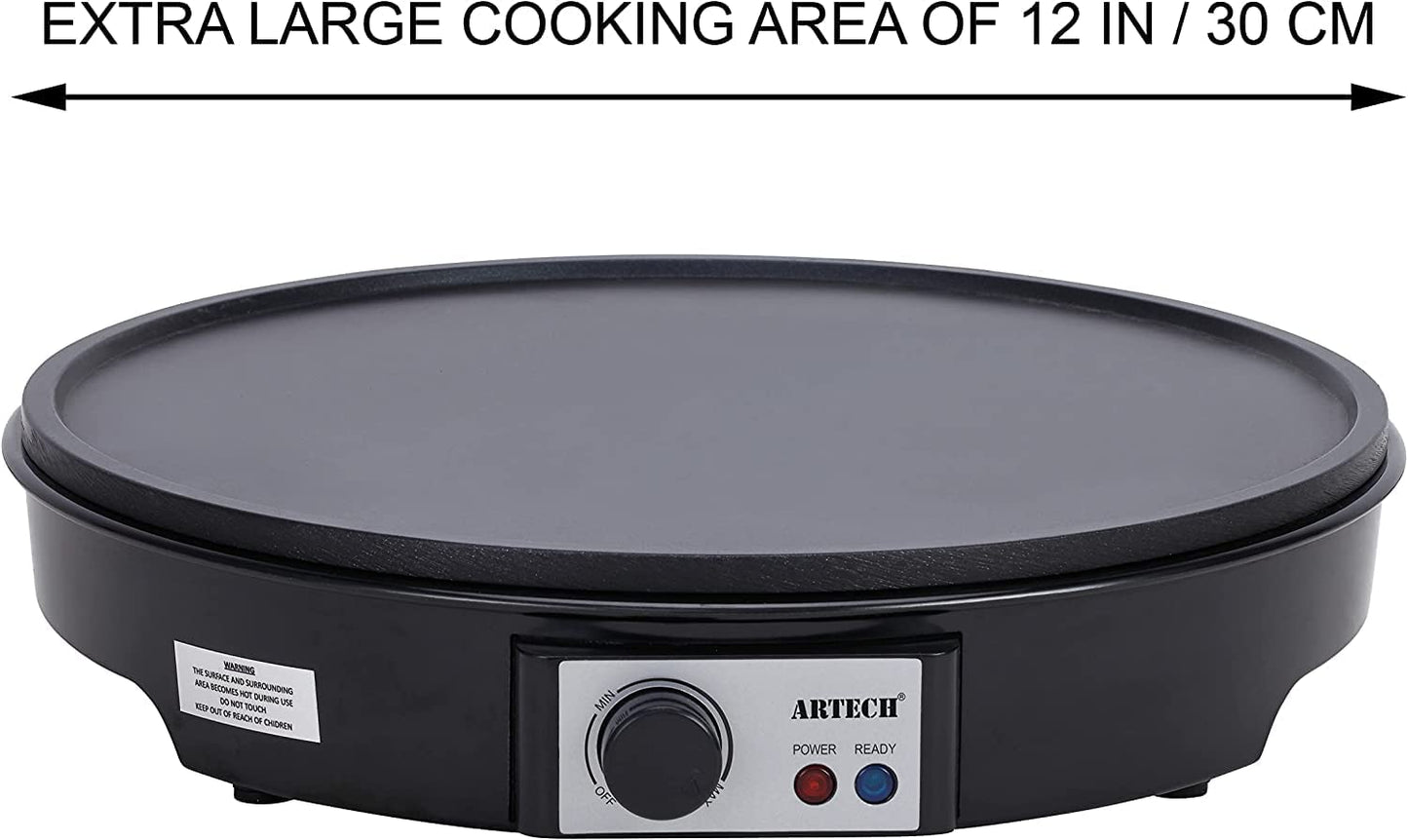 1000W Electric Pancake & Crepe Maker with 12" Non-Stick Hot Plate
