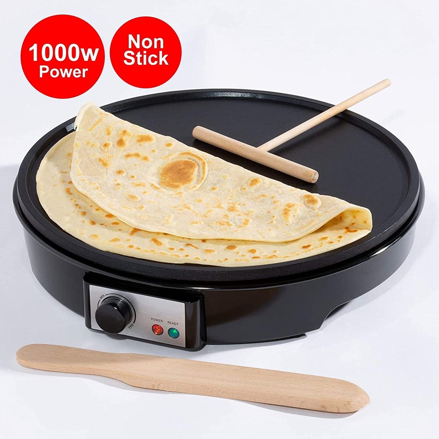 1000W Electric Pancake & Crepe Maker with 12" Non-Stick Hot Plate