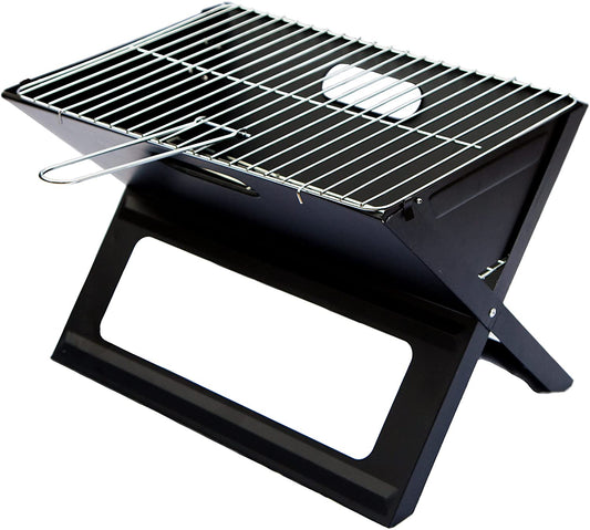 TRENDI - FOLDING POTABLE BBQ  - Portable Picnic BBQ with Chrome Plated Cooking Grid (Black) - TRENDI CART
