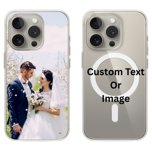 Trendi Custom Personalized Picture/Photo Phone Case for iPhone 13, 14, 15, 16 (All Models) – UV Printed, MagSafe Compatible, Scratch-Resistant Clear