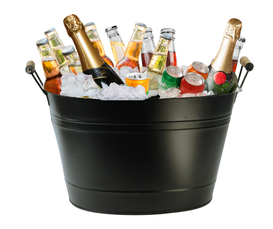 Trendi 24L Black Galvanised Steel Ice Bucket – Large Oval Drinks Cooler Tub for Parties, Wine, Beer, Cocktails, BBQs – Outdoor Beverage Chiller Pail