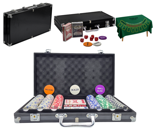 300 Piece Poker Chip Set with Aluminium Case – Casino Grade Chips, Blackjack Mat, Playing Cards & Dealer Buttons – Ultimate Poker Night Kit for Home Games, Gifts & Travel