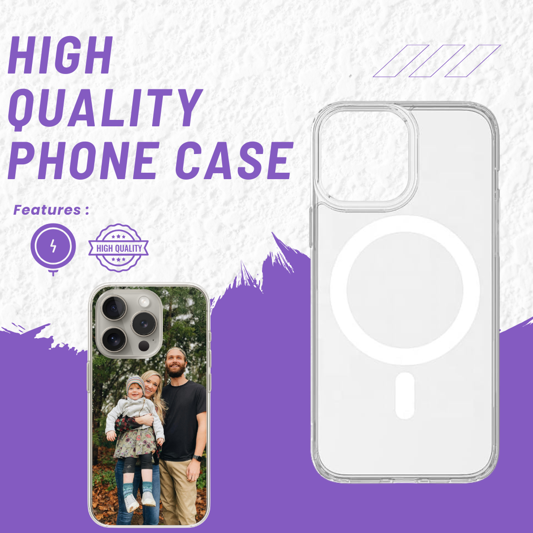 Trendi Custom Personalized Picture/Photo Phone Case for iPhone 13, 14, 15, 16 (All Models) – UV Printed, MagSafe Compatible, Scratch-Resistant Clear