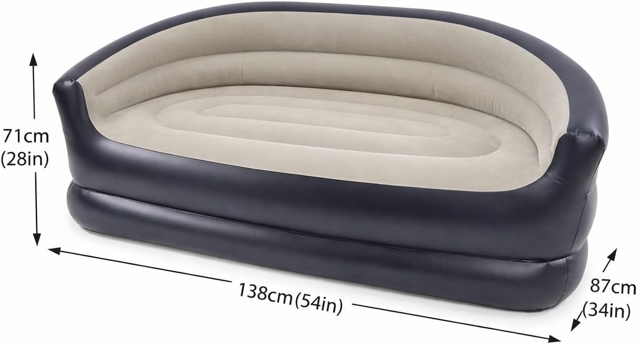 Inflatable Sofa Couch – Deluxe Armchair Style Air Couch with Backrest & Armrests, Soft Flocked Seating, Portable Blow Up Sofa for Living Room, Bedroom, Camping & Indoor Use