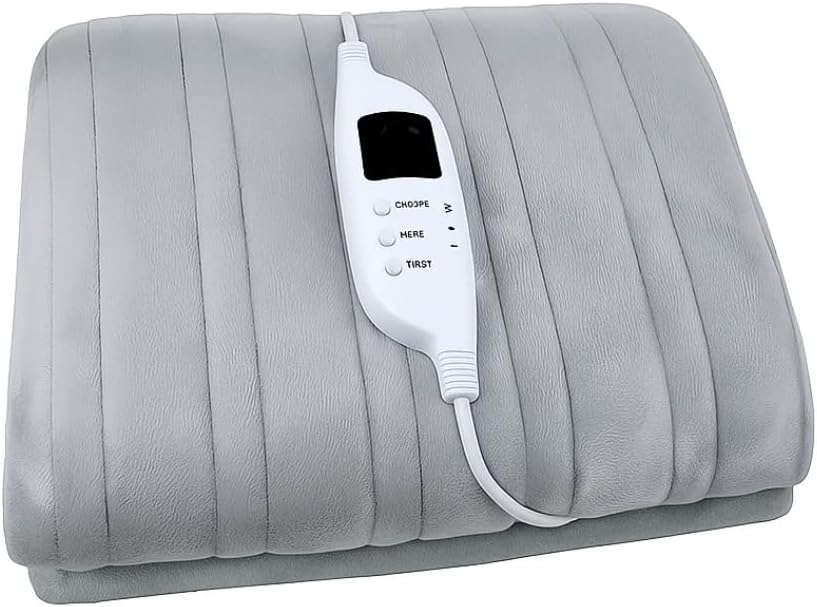 Trendi Electric Throw Blanket 120W Heated Blanket with Digital Controller, Overheat Protection, Machine Washable Soft Flannel – Grey Heated Throw for Sofa, Bed