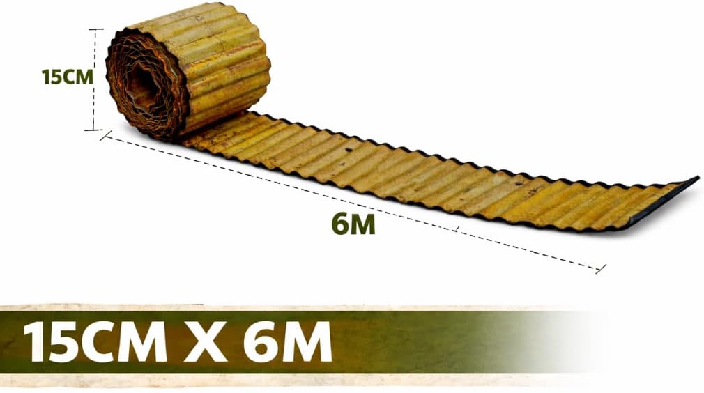 Trendi Corrugated Metal Garden Edging – Flexible Metal Garden Border Fence for Flower Beds, Paths & DIY Landscaping Projects – Rust-Resistant Outdoor Landscape Edging- Rust Yellow Finish