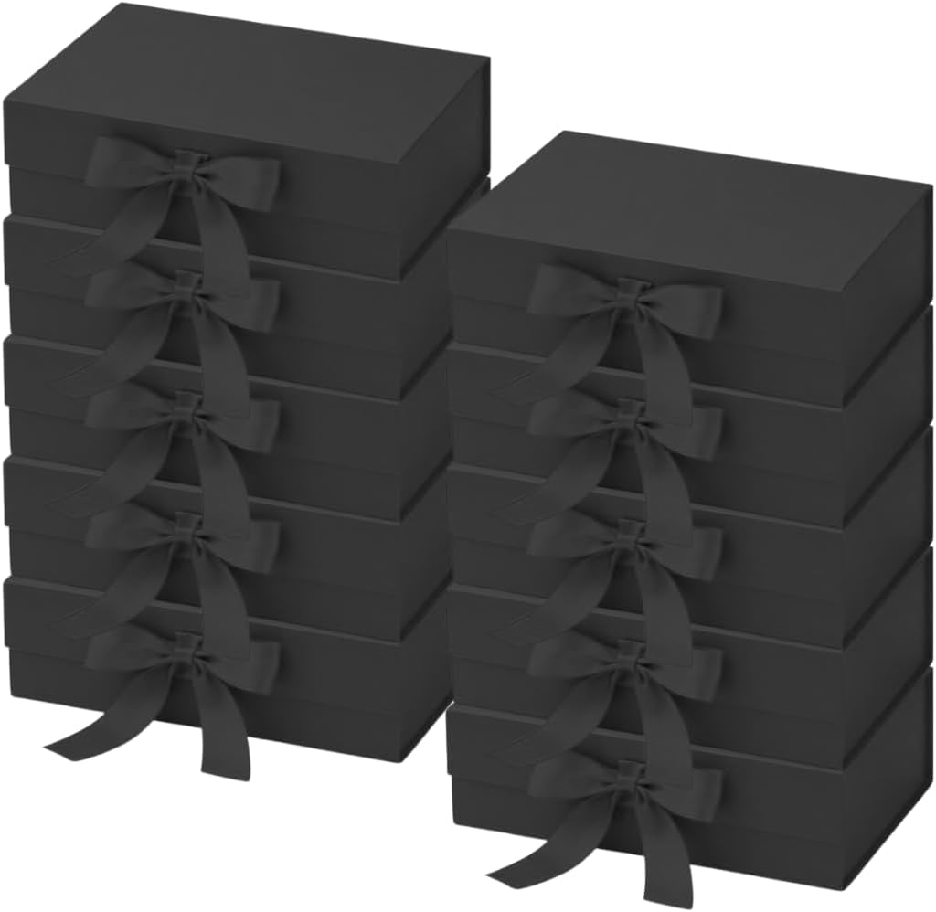 Trendi Premium Gift Box 21×21×9 cm with Bow Ribbon – Medium Luxury Folding Gift Box with Magnetic Closure | Reusable Elegant Present Box for Weddings, Birthdays & Holidays