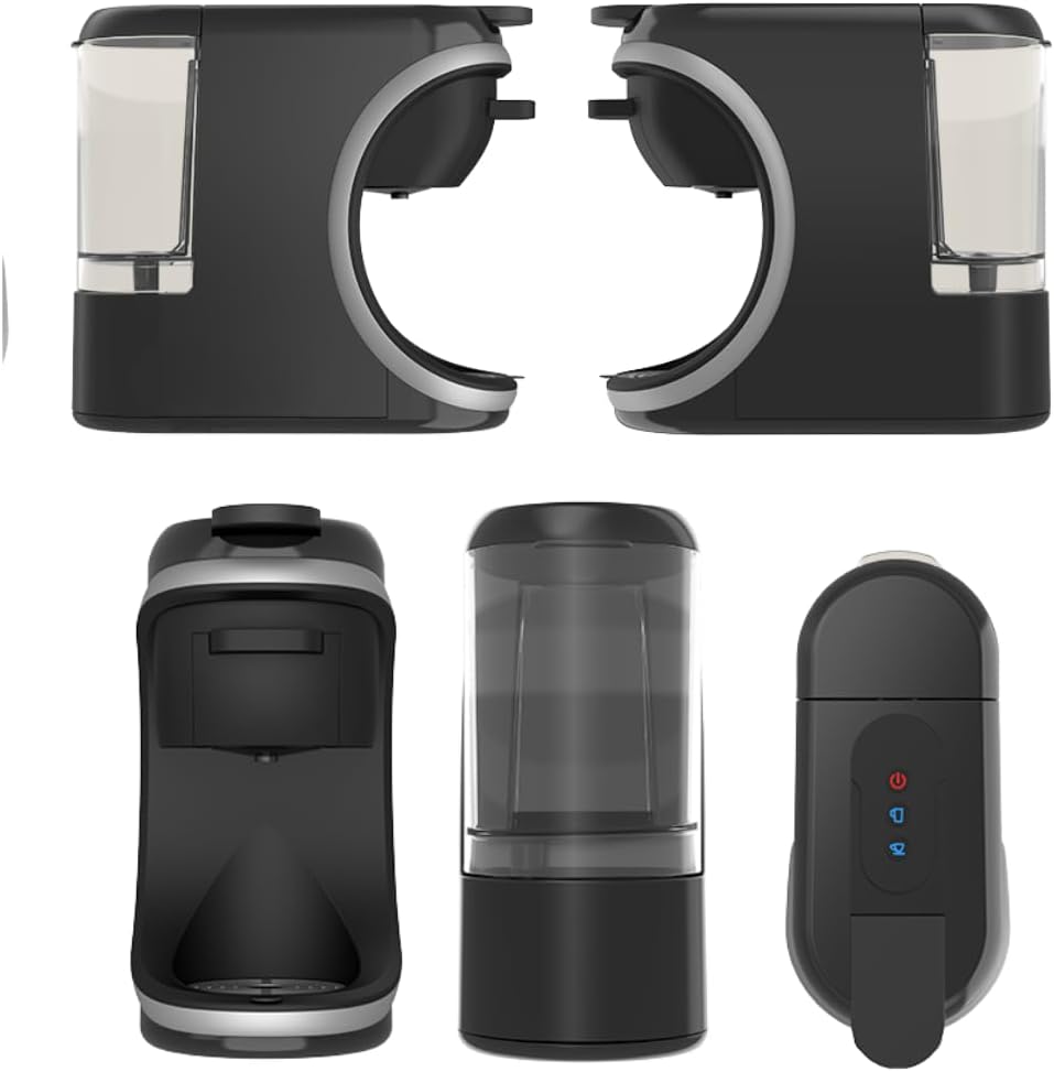 4-in-1 Capsule Coffee Maker Compatible with Nespresso, Dolce Gusto, Pods & Ground Coffee | 19 Bar Espresso Machine, 0.6L Tank, Fast Brew, Compact Design- Black