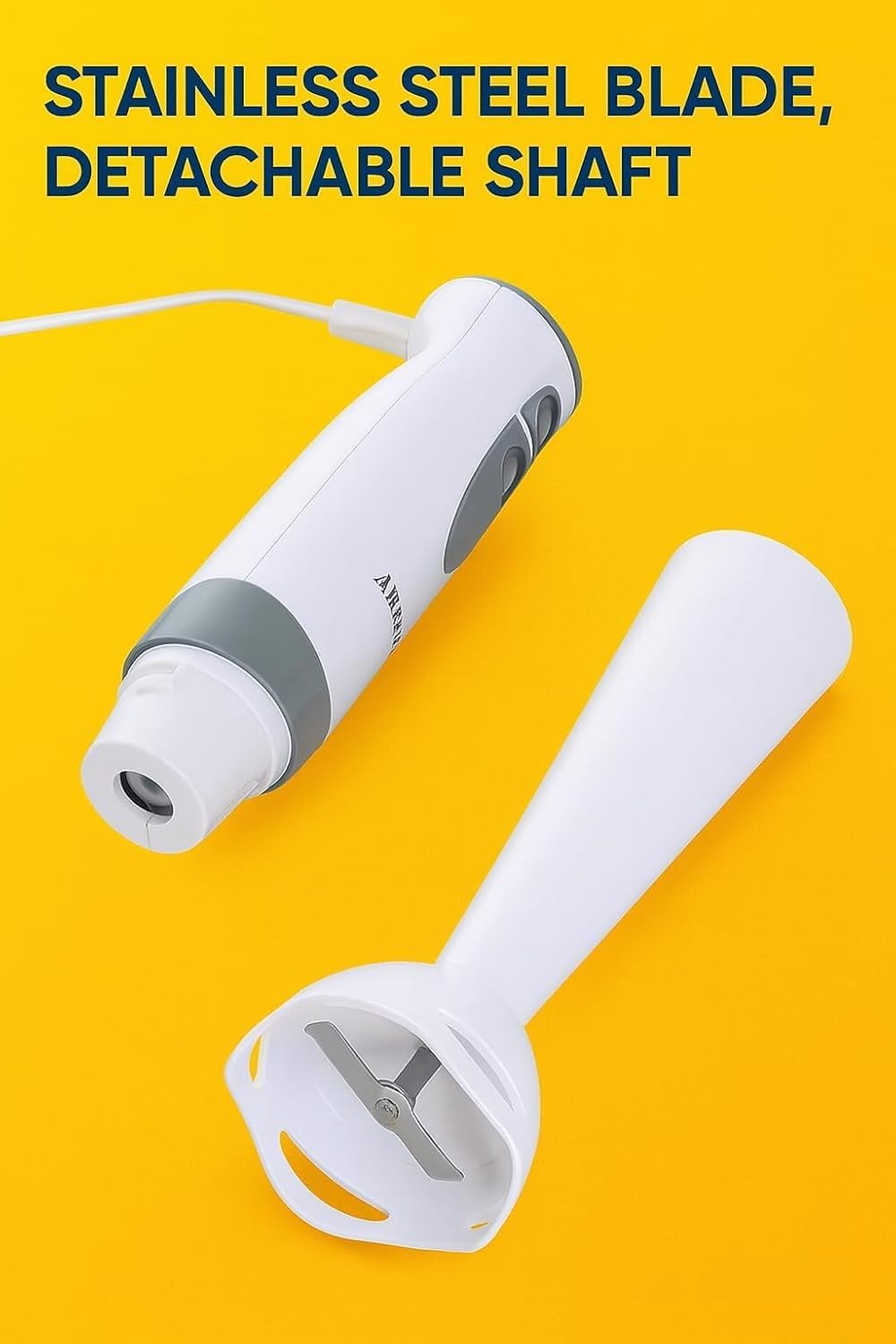 200 W Electric Hand Blender – 2-Speed Stick Blender with Detachable Shaft & Stainless Steel Blades + Chopper Attachment – Ideal for Soups, Sauces, Smoothies & Baby Food