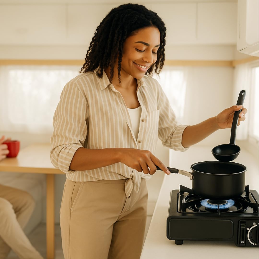 Portable Camping Stove  – Complete Outdoor Cooking Set with Carry Case, EN417 Gas Compatibility, Auto Ignition & Adjustable Flame