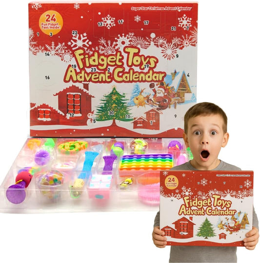 Trendi Fidget Advent Calendar 2025 – 24 Days Countdown with Sensory Toys for Kids & Adults | Stress Relief, Focus & Fun Pop-It, Squishies, Stretchy Tubes, Spinner & More