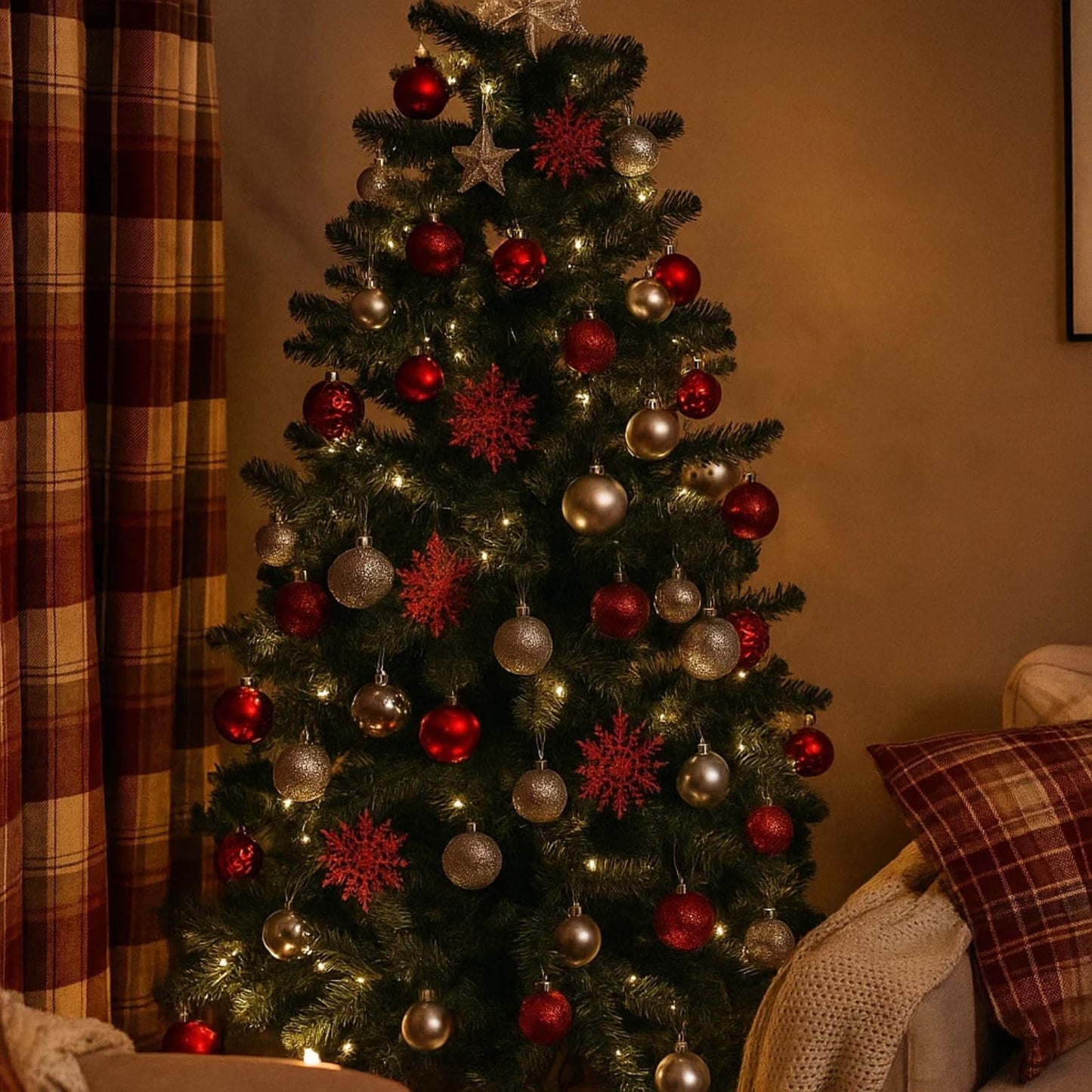 Trendi 106 Pcs Christmas Ball Ornaments Set with Tree Topper – Shatterproof Baubles for Christmas Tree Decorations, Holiday Ornament Set for Home, Party & Festive Décor