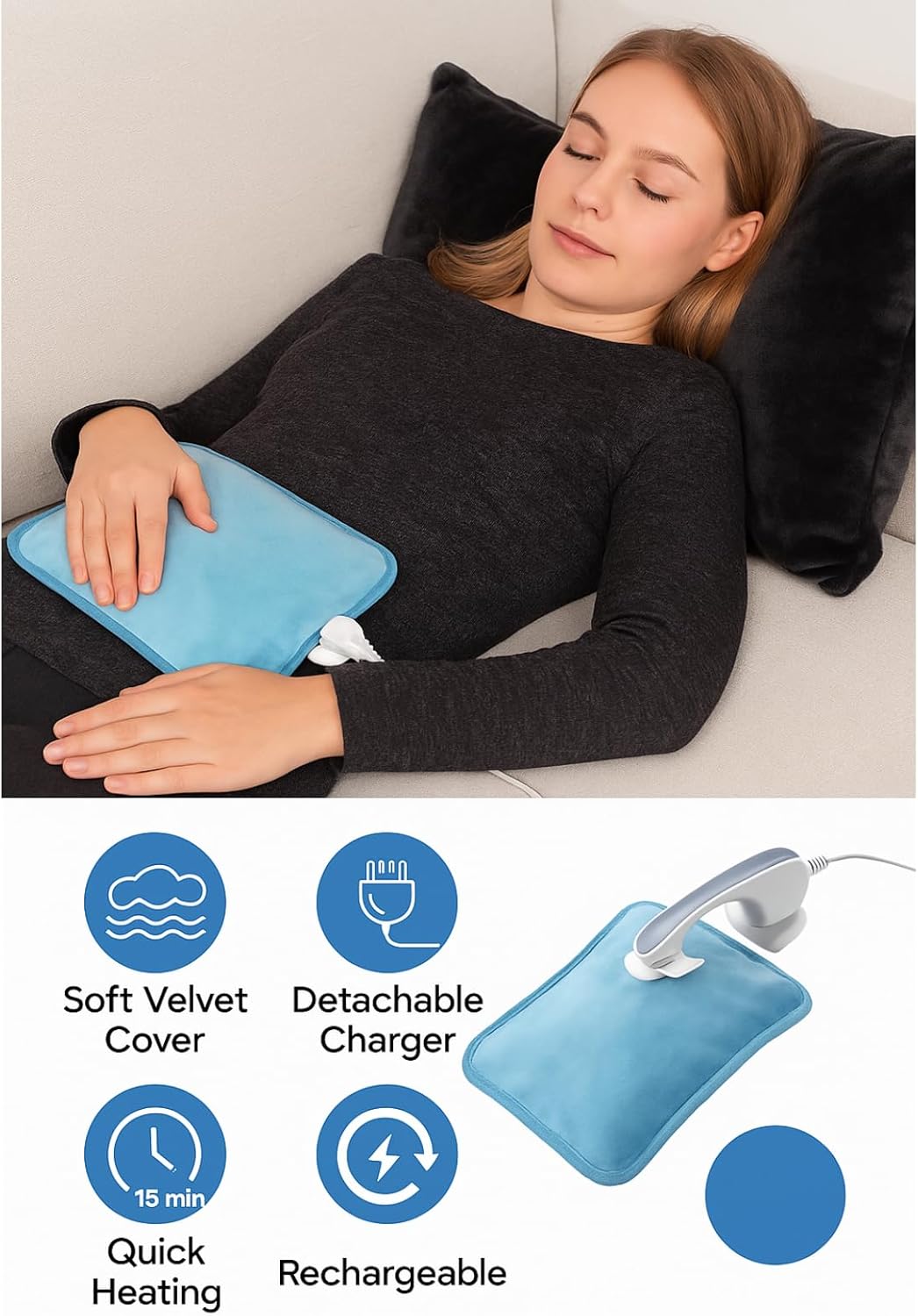 Electric Hot Water Bottle – Rechargeable Heat Pad for Pain Relief, Muscle Relaxation & Warmth | Fast Heating, Long-Lasting, Energy Saving Hot Compress