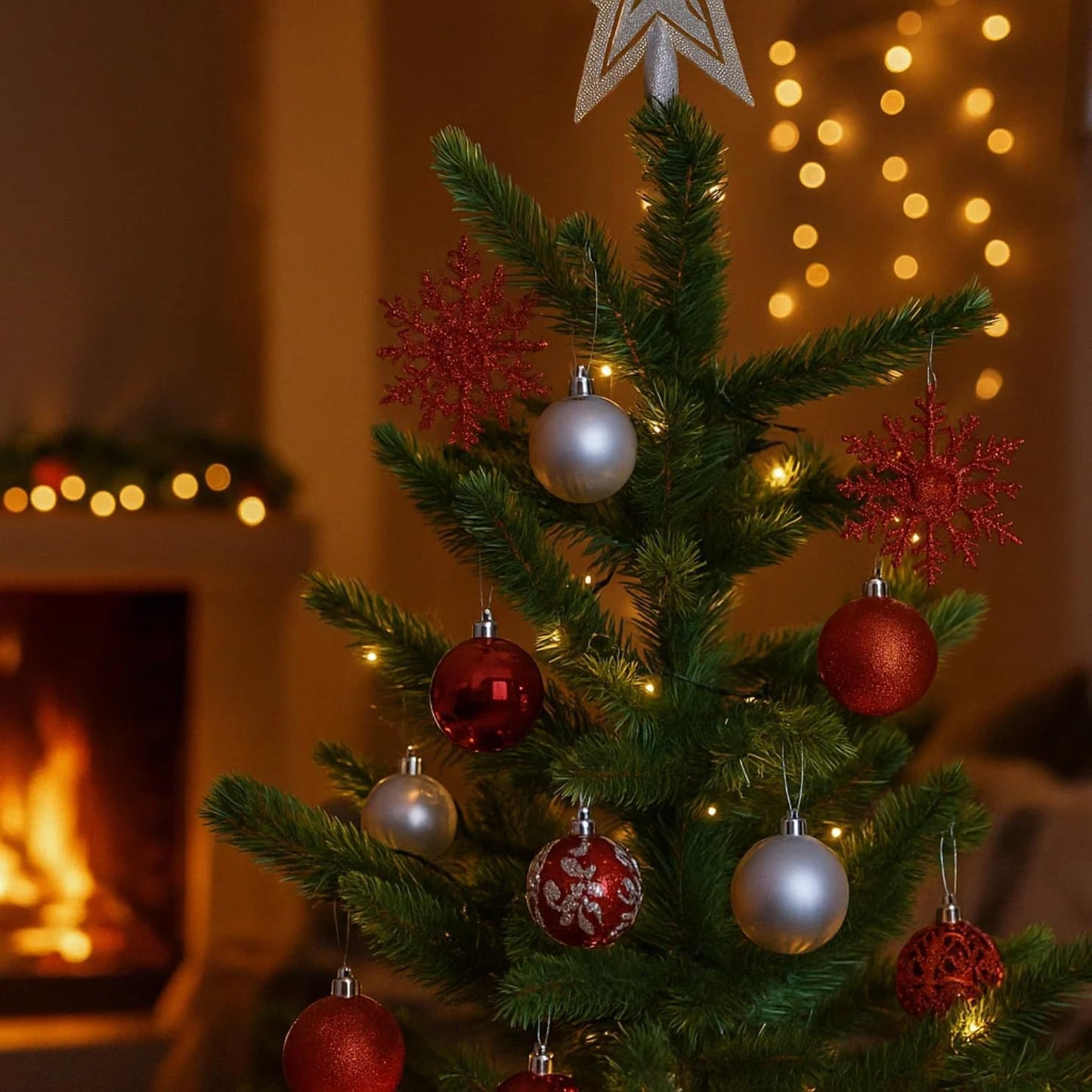 Trendi 106 Pcs Christmas Ball Ornaments Set with Tree Topper – Shatterproof Baubles for Christmas Tree Decorations, Holiday Ornament Set for Home, Party & Festive Décor