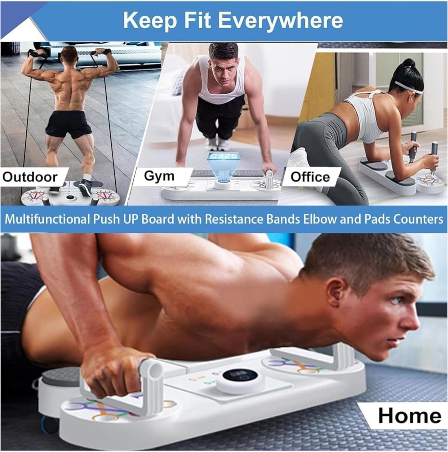 Trendi 5 in 1 Push Up Board – Multifunctional Fitness Training Push-Up Board with Resistance Bands & Timer | Full-Body Home Gym Equipment for Chest, Back, Triceps, Shoulders & Core