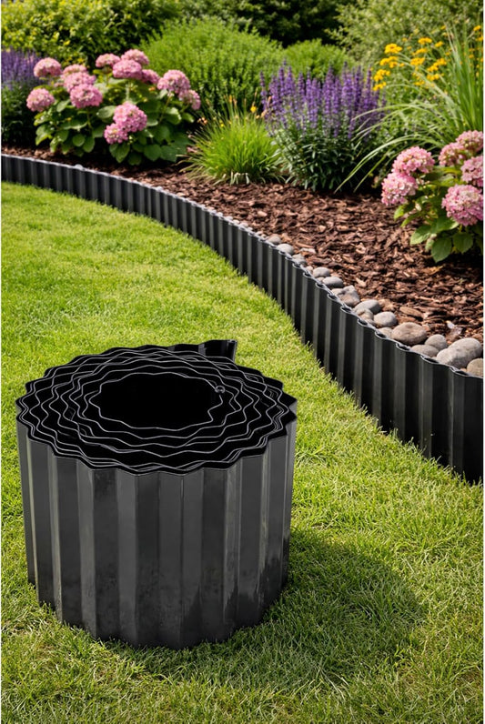 Trendi Heavy Duty Steel Lawn Edging – Flexible Metal Garden Border Fence for Flower Beds, Paths & DIY Landscaping Projects – Rust-Resistant Outdoor Landscape Edging, Black