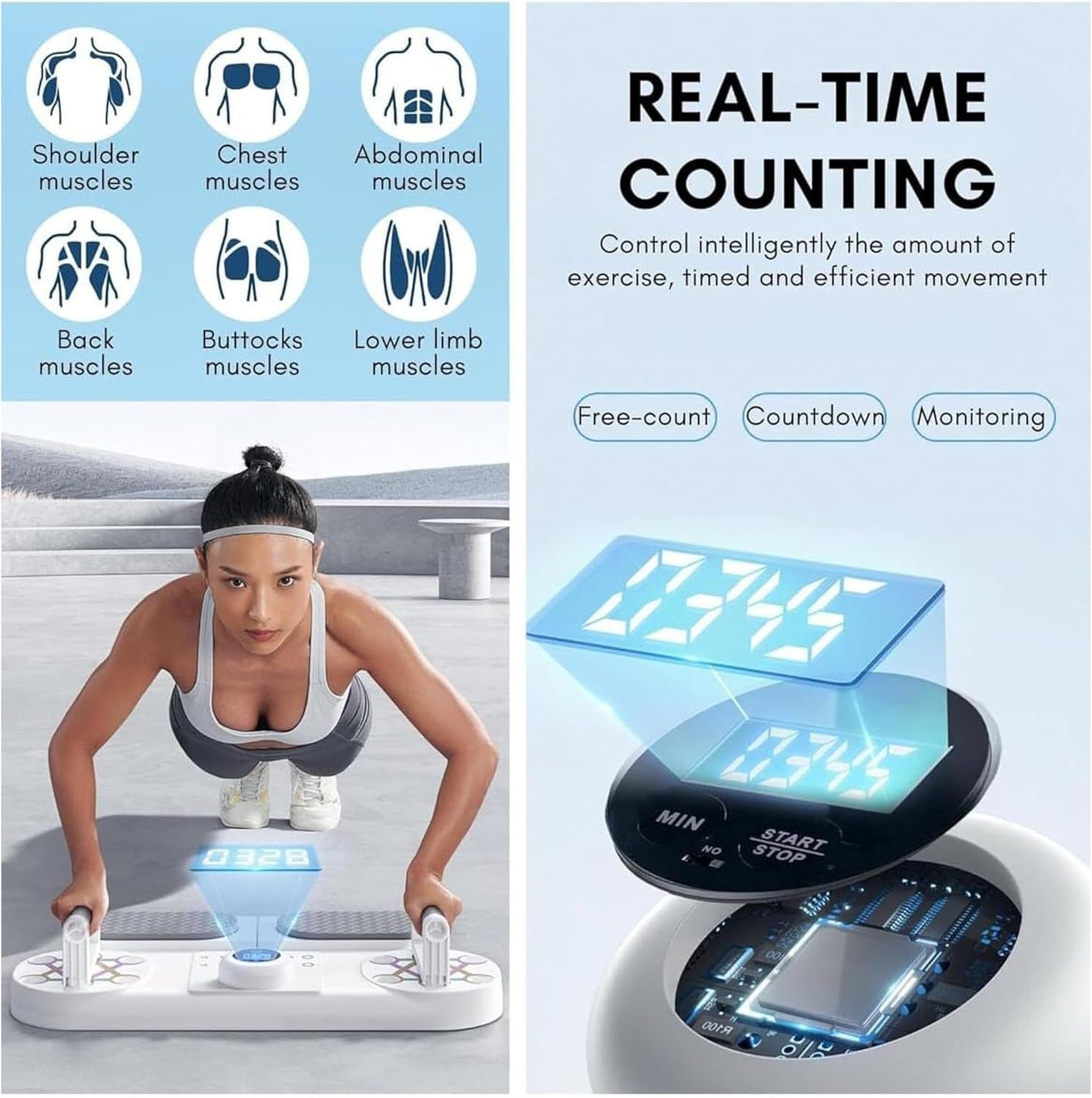 Trendi 5 in 1 Push Up Board – Multifunctional Fitness Training Push-Up Board with Resistance Bands & Timer | Full-Body Home Gym Equipment for Chest, Back, Triceps, Shoulders & Core