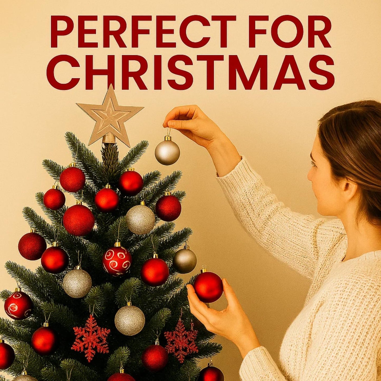 Trendi 106 Pcs Christmas Ball Ornaments Set with Tree Topper – Shatterproof Baubles for Christmas Tree Decorations, Holiday Ornament Set for Home, Party & Festive Décor