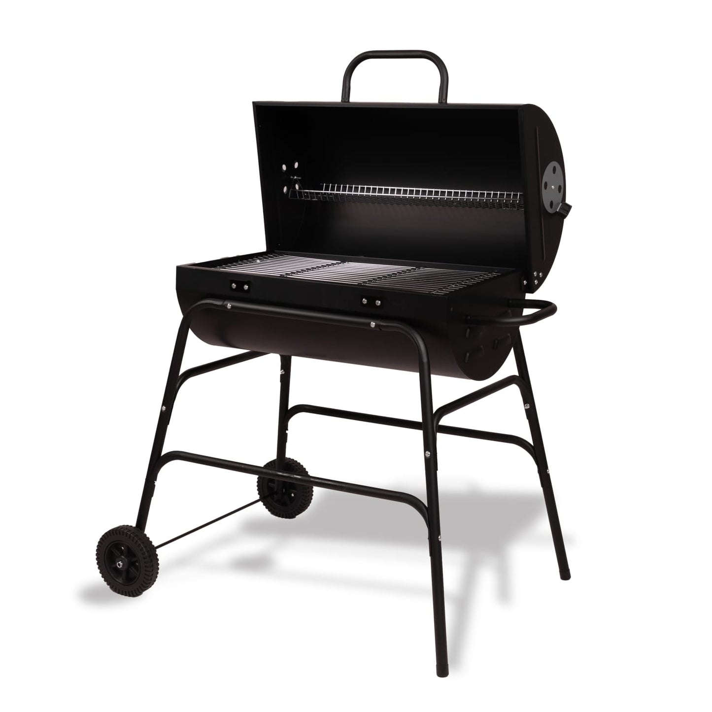 Trendi Charcoal BBQ Grill & Smoker – Portable Barrel Barbecue with Warming Rack, Adjustable Air Vents & Wheels – Large Outdoor Garden BBQ for Grilling Meat, Fish & Vegetables