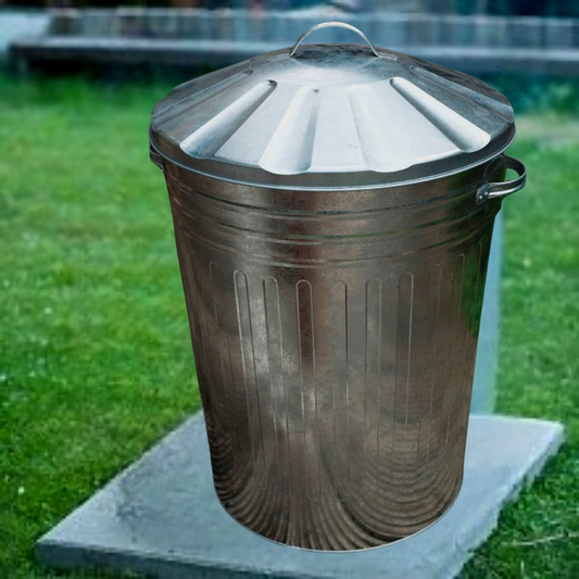 Trendi LARGE 90L Litres GALVANISED METAL BIN GARDEN RUBBISH DUSTBIN HOME STRONG WASTE BIN