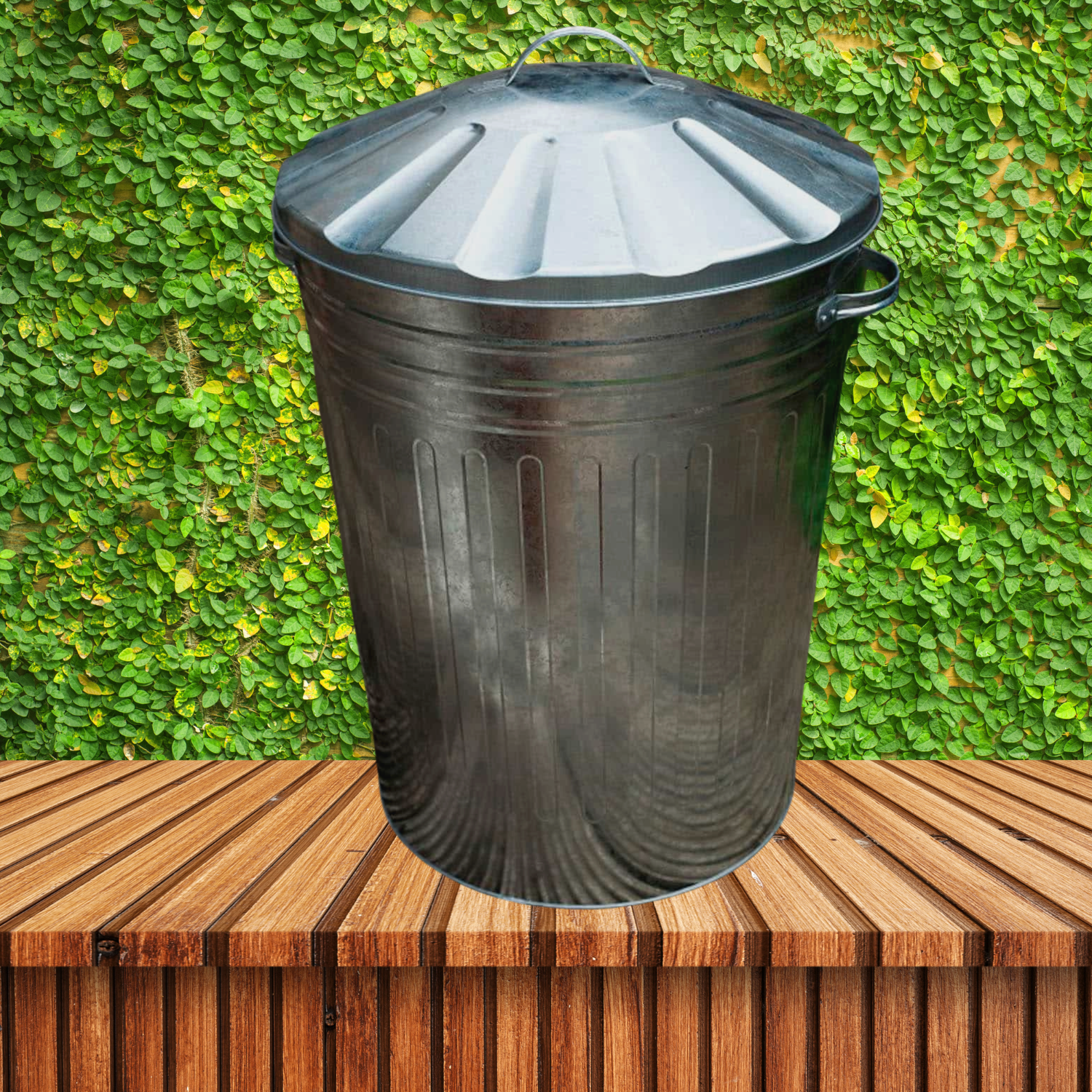 Black metal dustbin deals